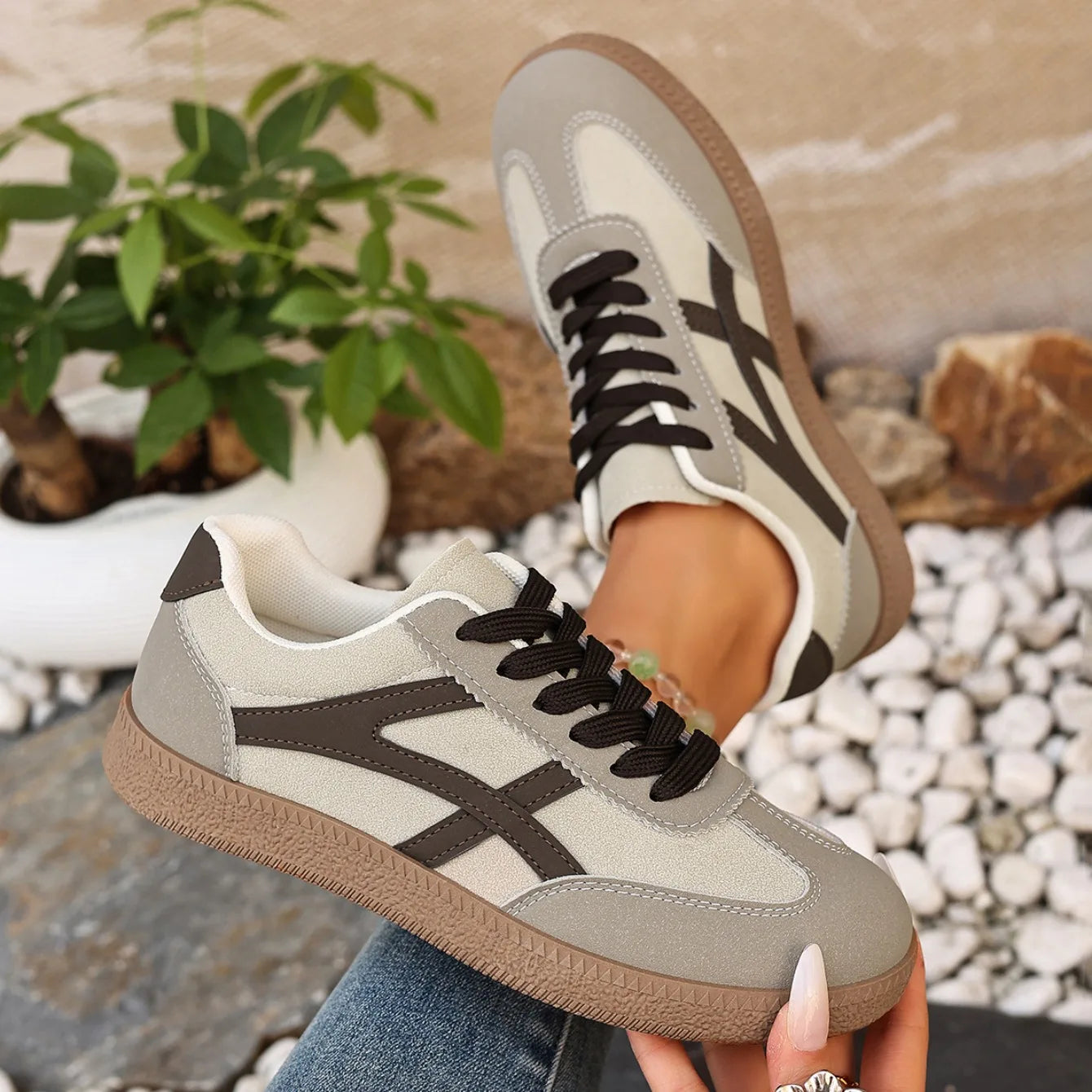 Women Sneakers 2026 Fashion Casual Flats Vulcanize Shoes Round Toe Lace Up Comfortable Flat Shoes for Women Zapatos De Mujer Pi-Mart