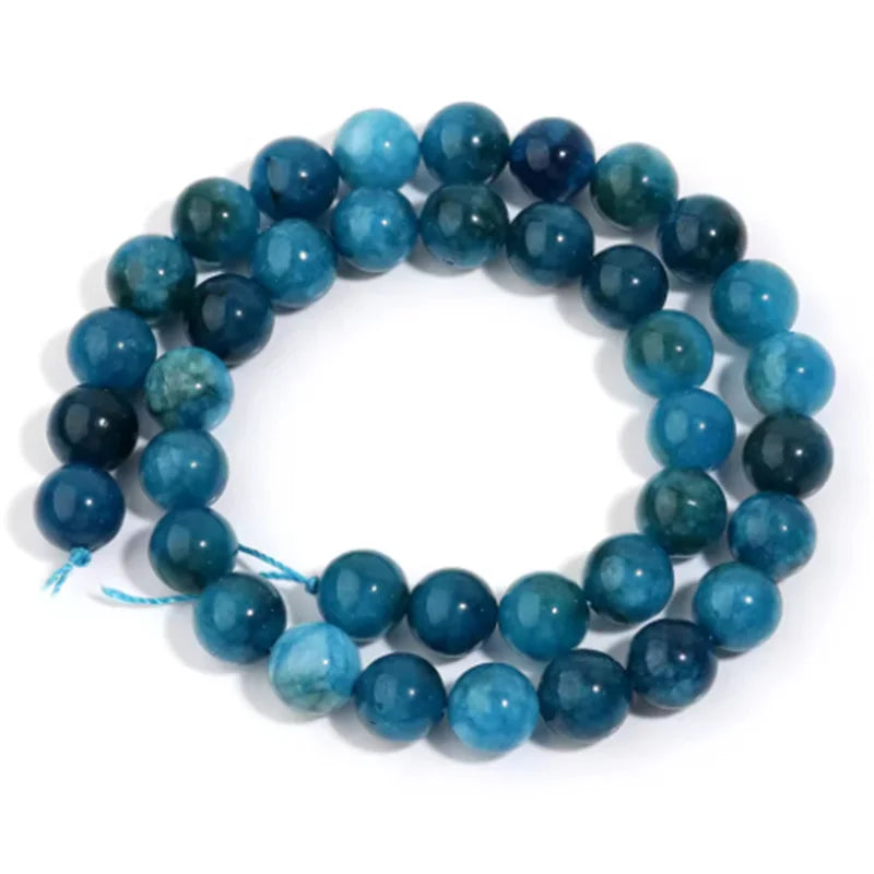 1 Strand Natural Blue Apatite Stone Beads 4/6/8/10mm Round Gem Bead for DIY Bracelet Charms Jewelry Making Beaded Wholesale Pi-Mart