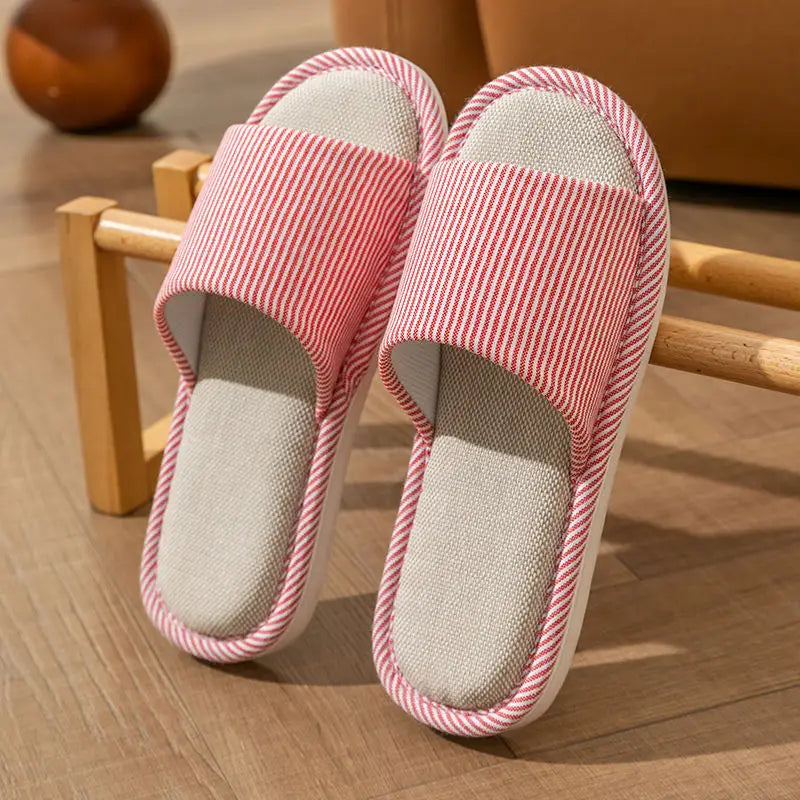 Four Season Linen Home Slippers Women Indoor Bedroom Women House Slides Autumn Unisex Lovers Shoes Adults Outdoor Casual Sandals LadyShow.Store