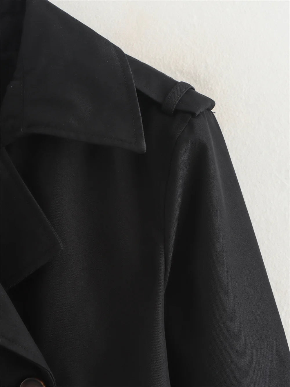 Ladies Vintage Cropped Trench Spring Autumn Jacket Women Streetwear Double Breasted Long Sleeve Top Female Chic Coat Outfits Pi-Mart