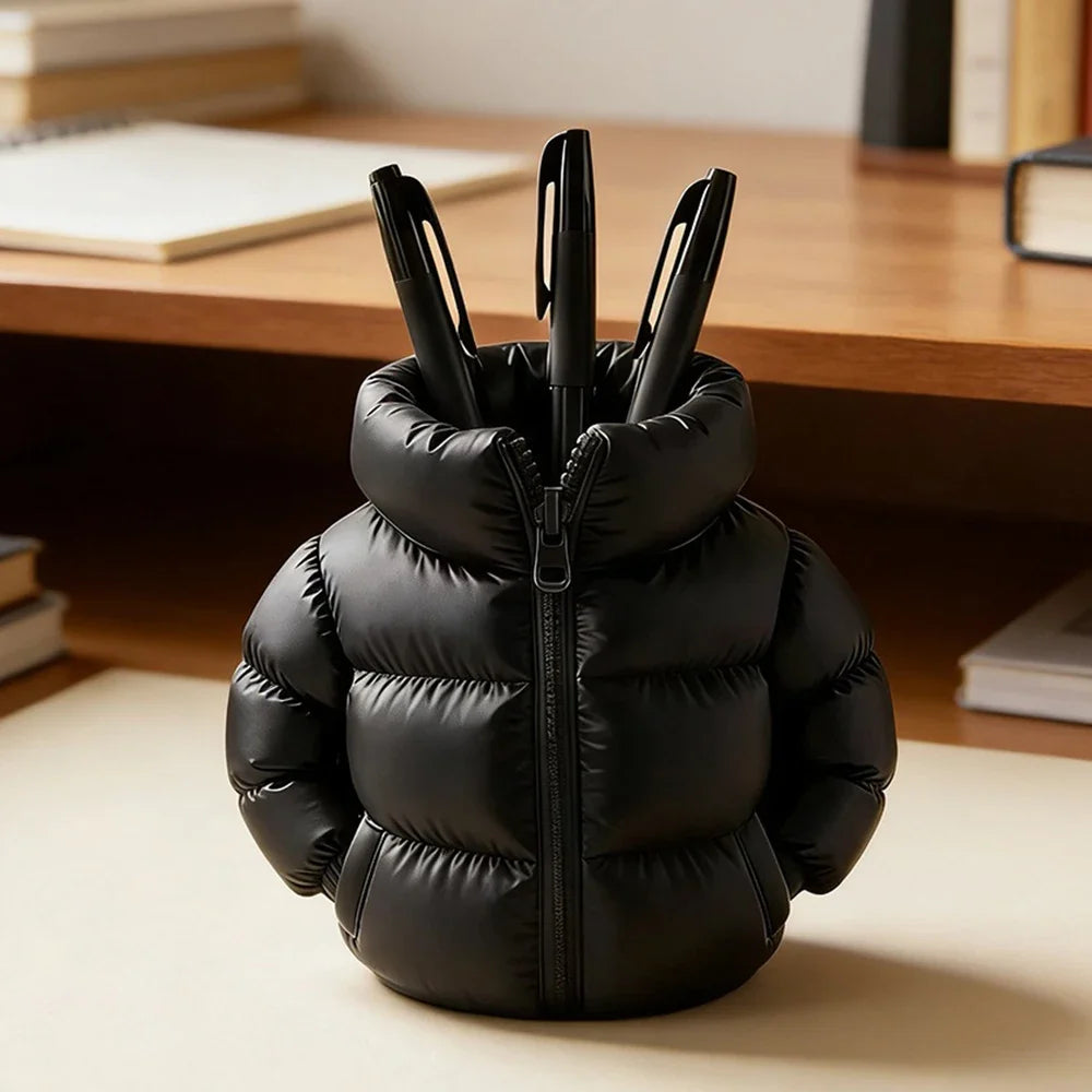 Down Jacket-Shaped Pen Holder Desktop Organizer for Stationery Makeup Brushes Home Office Shelf Decor, for Shool Gift LadyShow.Store