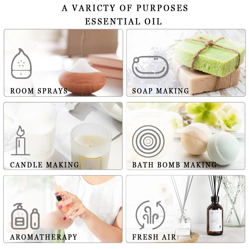 PHATOIL 10ml Ginger Essential Oil for Perfume Candles Making Spa Massage Humidifier Rose Jasmine Pine Needles Tangerine Thyme Pi-Mart
