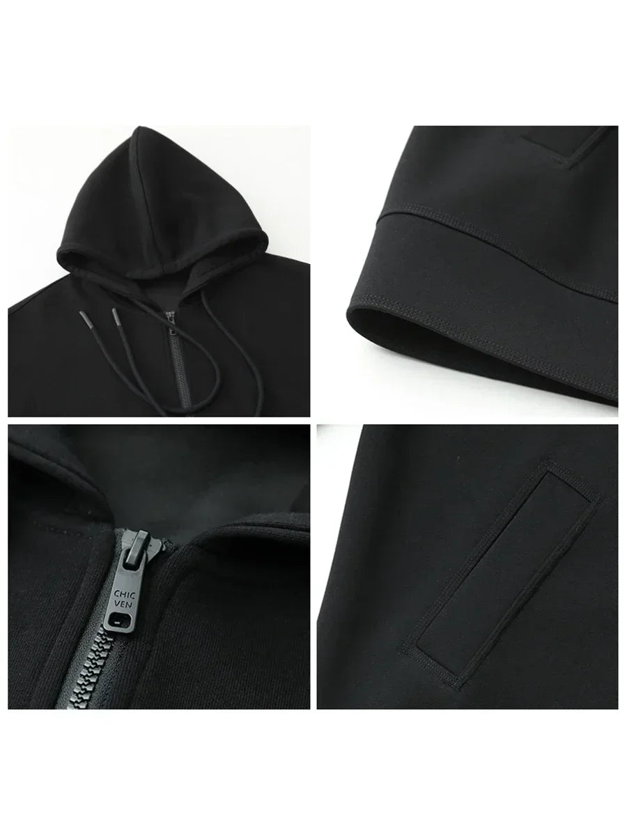 CHIC VEN Women Sweatshirts Hoodies Solid Loose Casual Hooded Female Tops Lady Coat Medium Length Overcoat Spring Autumn 2025 LadyShow.Store
