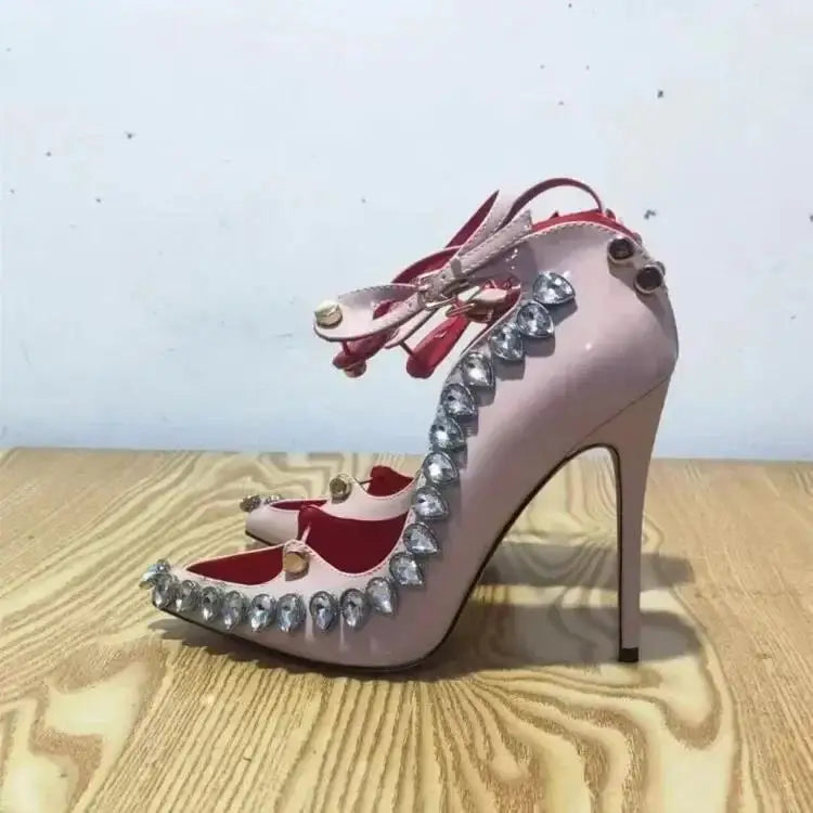 2026 Runway Women Pumps Crystal Metal Decoration High Heels Sandals For Women Luxury Designer Nightclubs Banquets Female Shoes Pi-Mart