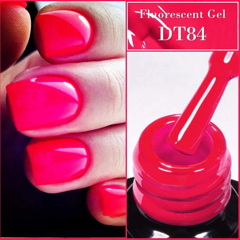 MEET ACROSS 7ml Orange Red Green Gel Nail Polish Laser Sparkly Soak Off Semi Permanent Nail Art UV Gel Varnish For Nails Tri Light Beauty