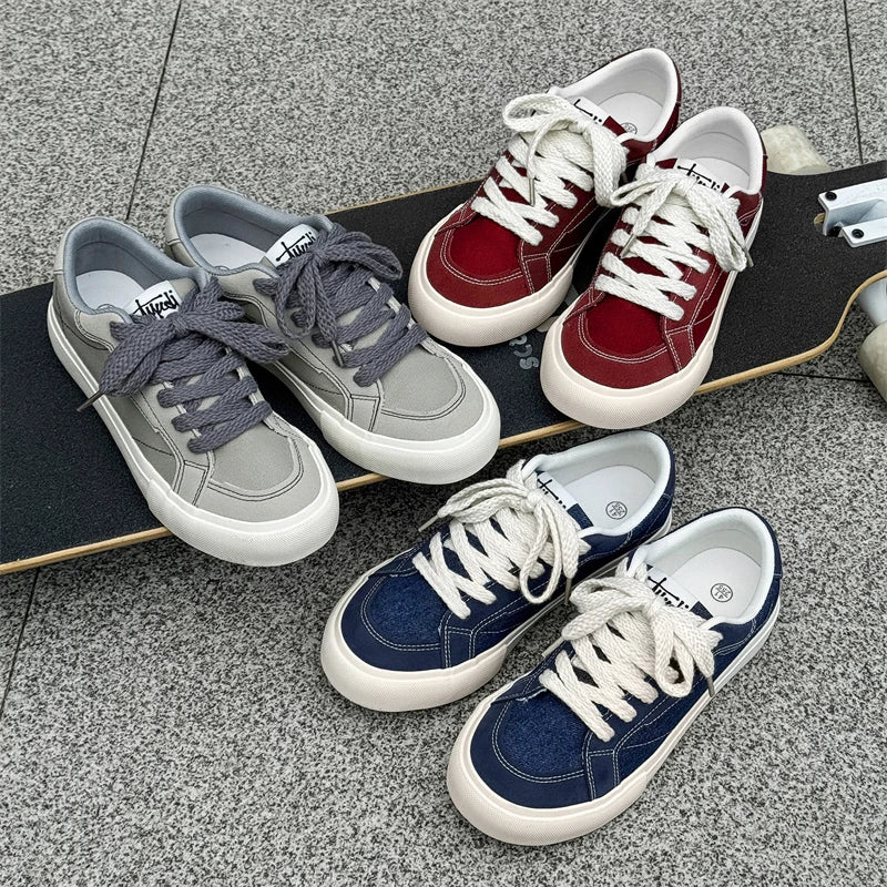 Mens Cowboy canvas Shoes Breathable Trend Mens board Shoes Thick Sole Trend Comfortable student Skateboard Trainers Footwear Pi-Mart