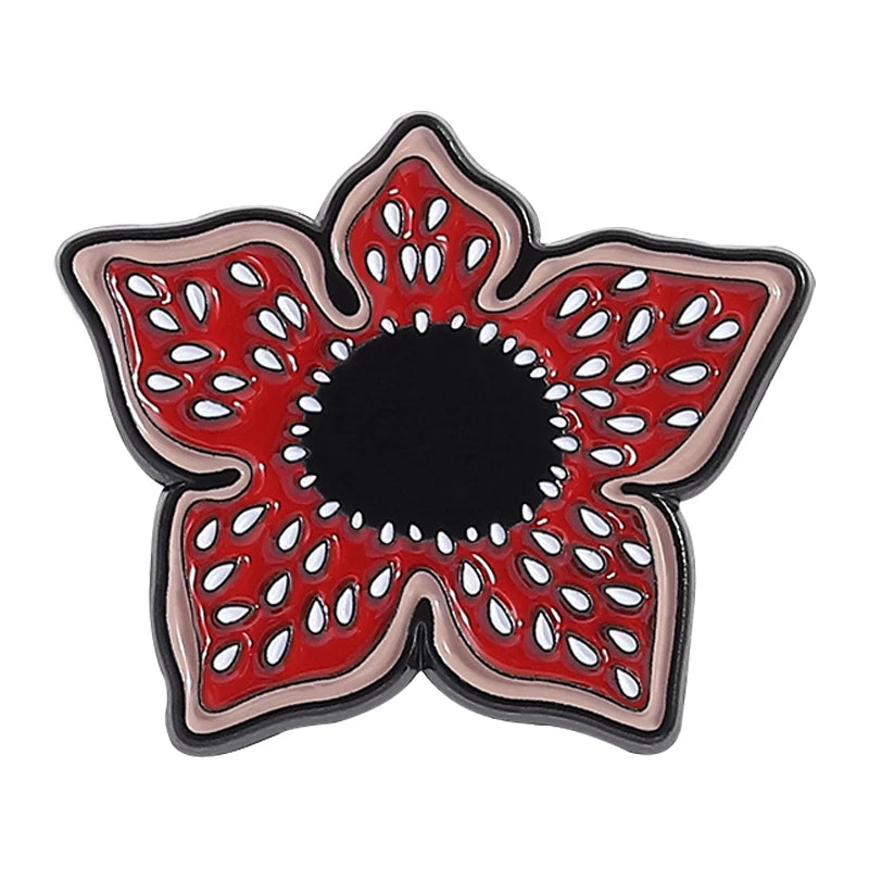 Sci-fi Horror Movies Brooch Enamel Pins Red Cannibal Flowers And 26 English Letter Brooches Backpack Lapel Badge Jewelry Gifts Pi-Mart