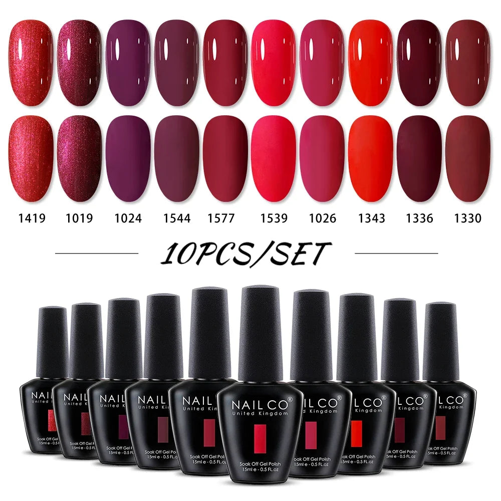 NAILCO 15ml Brown Nails Art Red Color Gel Nail Polish Semi-permanent UV Gel Polish Coffee Manicure Chocolate Hybrid Nail Varnish Tri Light Beauty