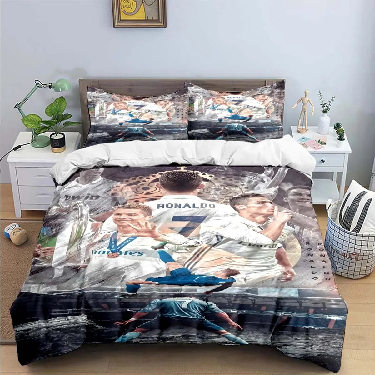 FashionFootball Star R-Ronaldo Printing Bedding Set Duvet Cover Comforter Bed  Youth Kids Girl Boys Luxury Birthday Gift Pi-Mart