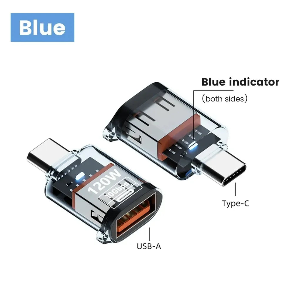 120W USB 3.2 to Type C OTG Adapter Fast Charging 10Gbps Data Audio Transfer For MacBook iPad iPhone 15 16 17 Huawei Xiaomi PC Pi-Mart