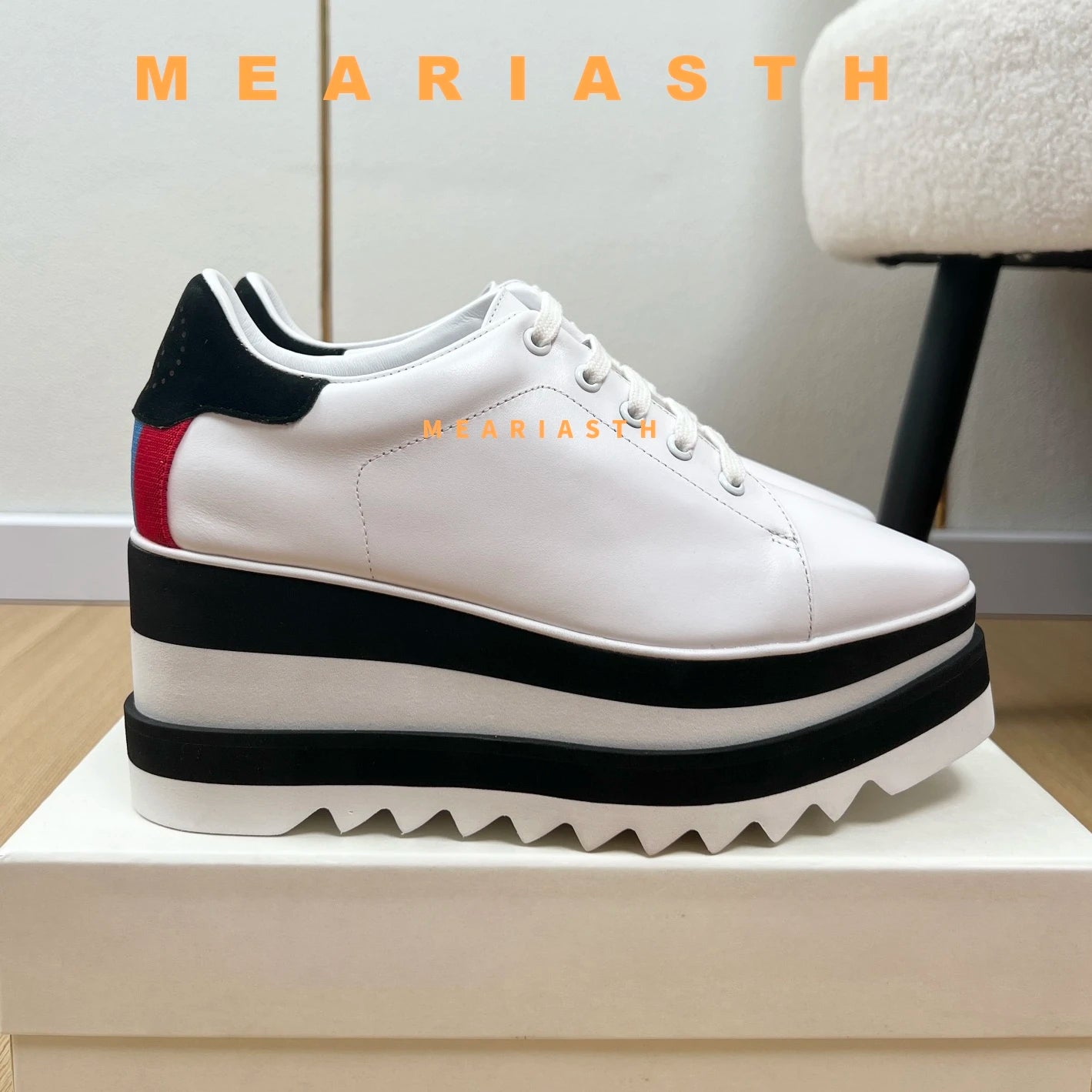 Women Walking Sneakers Autumn Lace-up High Platform Chunky Shoes Breathable Leather Shoes 8.5CM Winter Wedge Heels Casual Shoes Pi-Mart