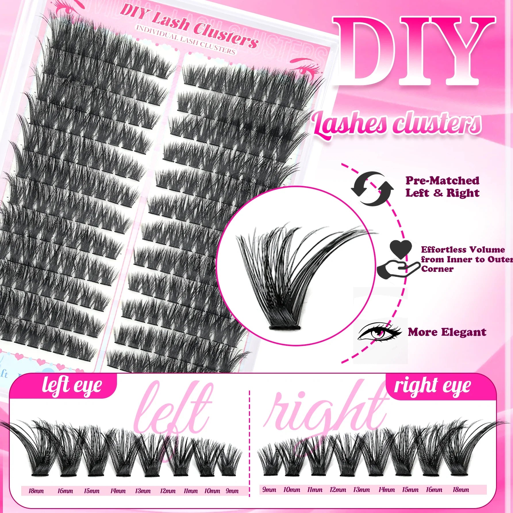 False Eyelashes Natural Wispy Individual Cluster Lashes Easy to Apply Soft & Lightweight Reusable for Daily Makeup LadyShow.Store