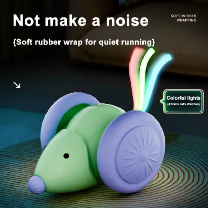 Interactive Cat Toy Electric Mouse Car Automatic Teaser Kitten Pet Toys Rechargeable Intelligent Obstacle Avoidance Cat Car Toy Pi-Mart