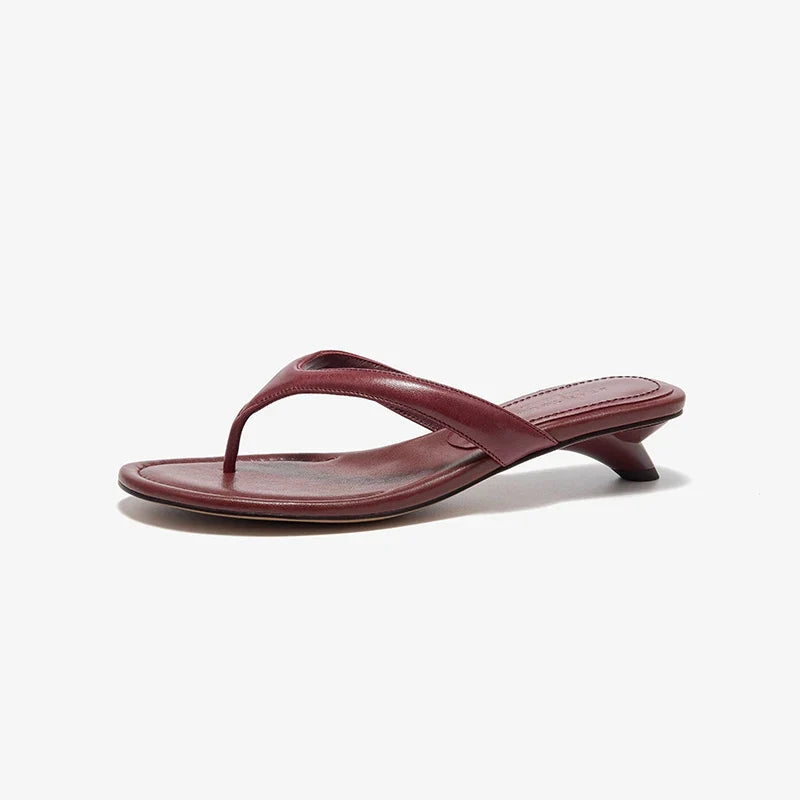 BEAUTODAY Casual Flip Flops Women Sheepskin Leather T-Strap Open Toe Solid Slippers Outdoors Ladies Elavated Retro Shoes 35139 LadyShow.Store