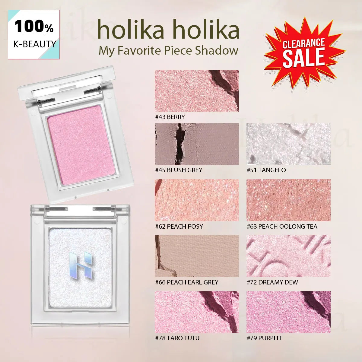 [Clearance Sale] HOLIKA HOLIKA My Favorite Piece Shadow,Luxury Makeup,Shimmer Finish&High Pigment,Korean Cosmetic,Korean Makeup Pi-Mart