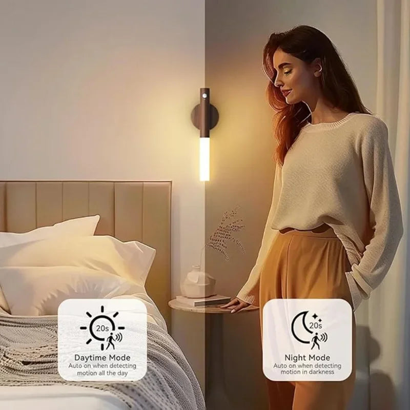 LED Rechargeable Magnetic Wall Lamp Smart Motion Sensor Night Light Portable for Hallway Bedroom Stairs Bathroom Cabinets Decor Pi-Mart