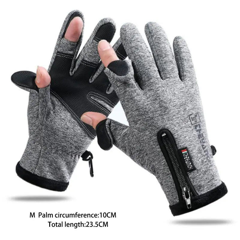 Winter Fishing Gloves 2 Finger Flip Waterproof Winter Gloves Windproof Photograph Men Women Warm Protection Fish Angling Gloves Pi-Mart