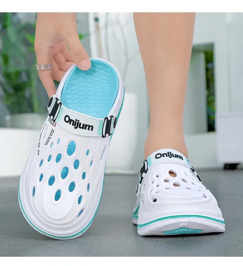 2026 New Men's Holes oes Summer Thi Bot Anti-Slip Driving Beach Slippers Spor Casual EVA Injection Moulding Footwear Pi-Mart