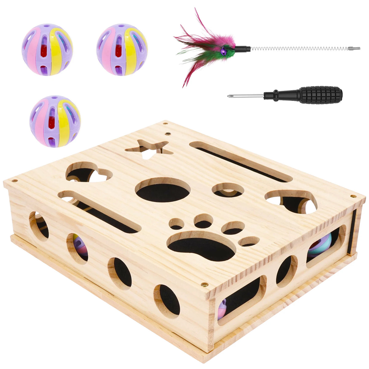 Cat Nail File Box Toy with Bell Ball and Sandpaper Inside Cat Scratch Puzzle Play Nail Care Interactive Pet Toy Stress Free Pi-Mart