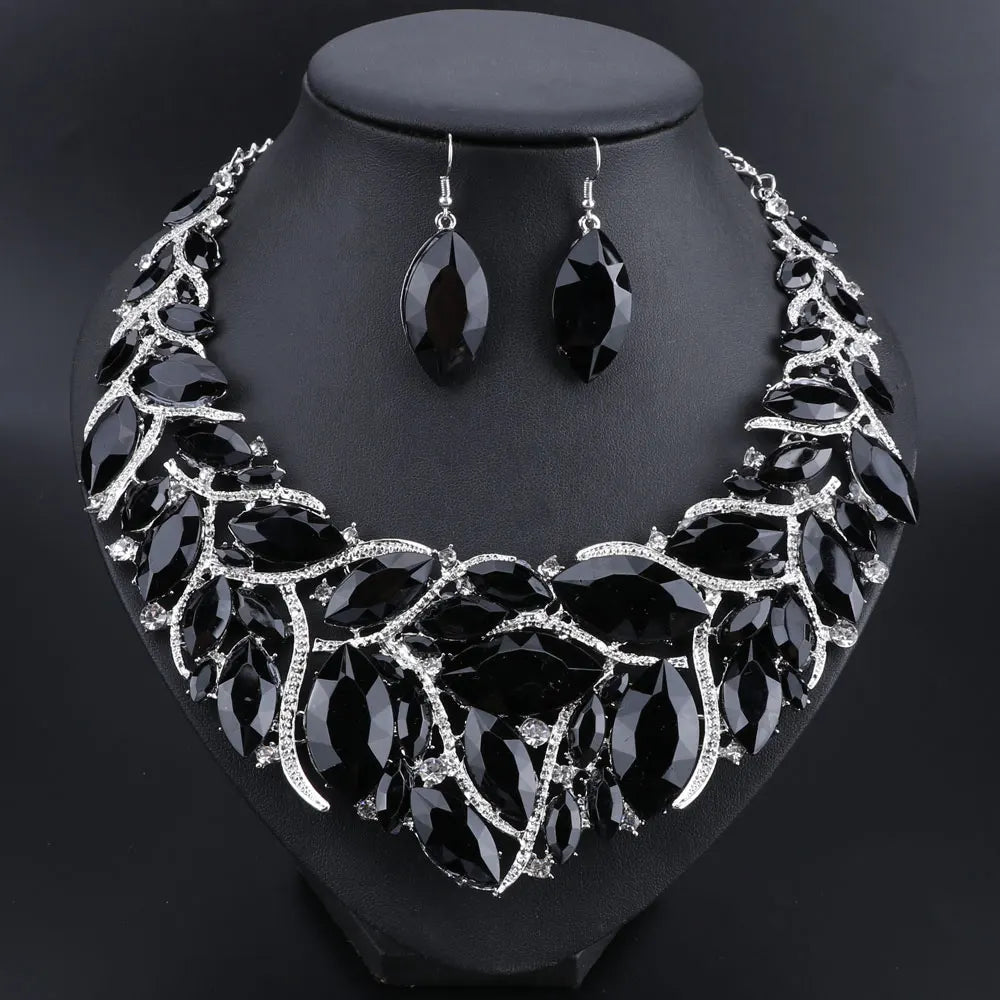 Bridal Jewelry Sets Wedding Engagement Necklace Earrings Sets for Brides Party Costume Decoration Jewellery Women Pi-Mart