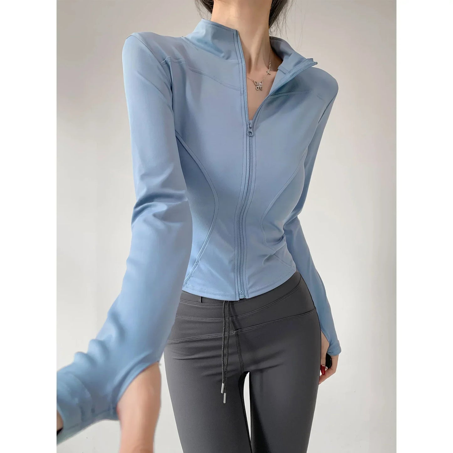 Sun Quick Drying Sports Coat Women's Tight Top Yoga Jacket Long Sleeve Zipper Jacket Running Fitness Women's Jacket S-3XL LadyShow.Store