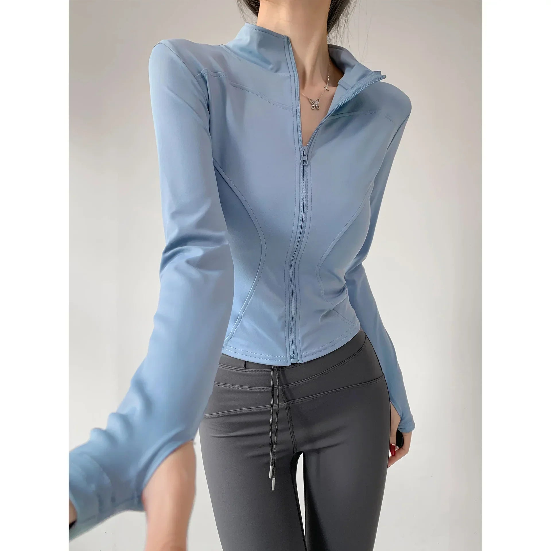 Sun Quick Drying Sports Coat Women's Tight Top Yoga Jacket Long Sleeve Zipper Jacket Running Fitness Women's Jacket S-3XL LadyShow.Store
