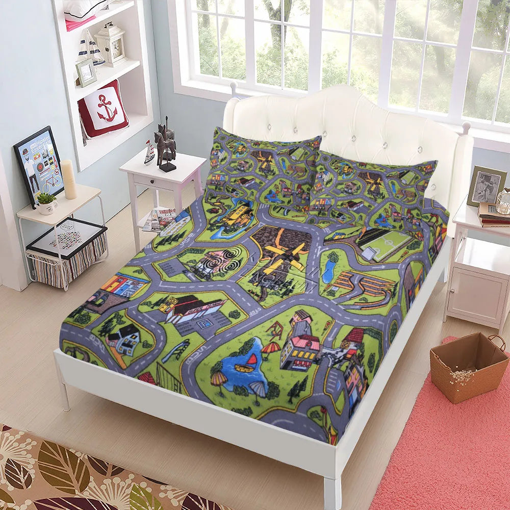 Jurassic Dinosaurs Children Fitted Sheet Set King Queen Double Full Size Bed Linen Set LadyShow.Store
