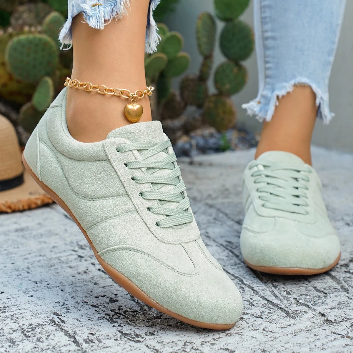 Women's Casual Flat-soled Non-slip Wear-resistant Sport Shoes Spring Autumn Round-toe Soft and Comfortable Women Single Shoes Pi-Mart