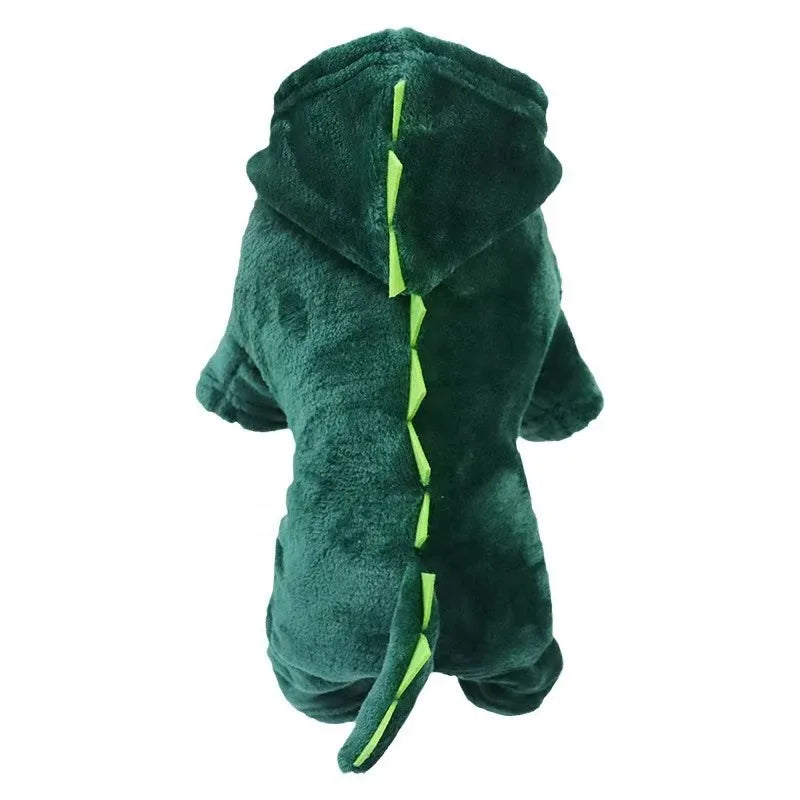 Cozy Dinosaur Cat Clothing Set Plush Lined Soft and Lightweight For Small Pets Costume Party and Outdoor Use Autumn Winter Wear LadyShow.Store