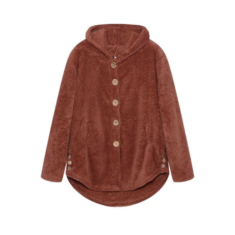 Fashion Trend Autumn and Winter Press-pleated Printed Turn-collar Long-sleeved Shirt Two-piece Furry Coat LadyShow.Store
