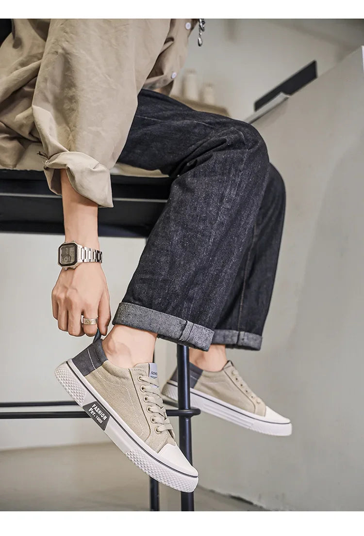 2026 New Summer Men's Breathable Versatile Skateboarding Shoes Men's Soft Bottom Casual Sports Trend Fashion Canvas Shoes 48size Pi-Mart