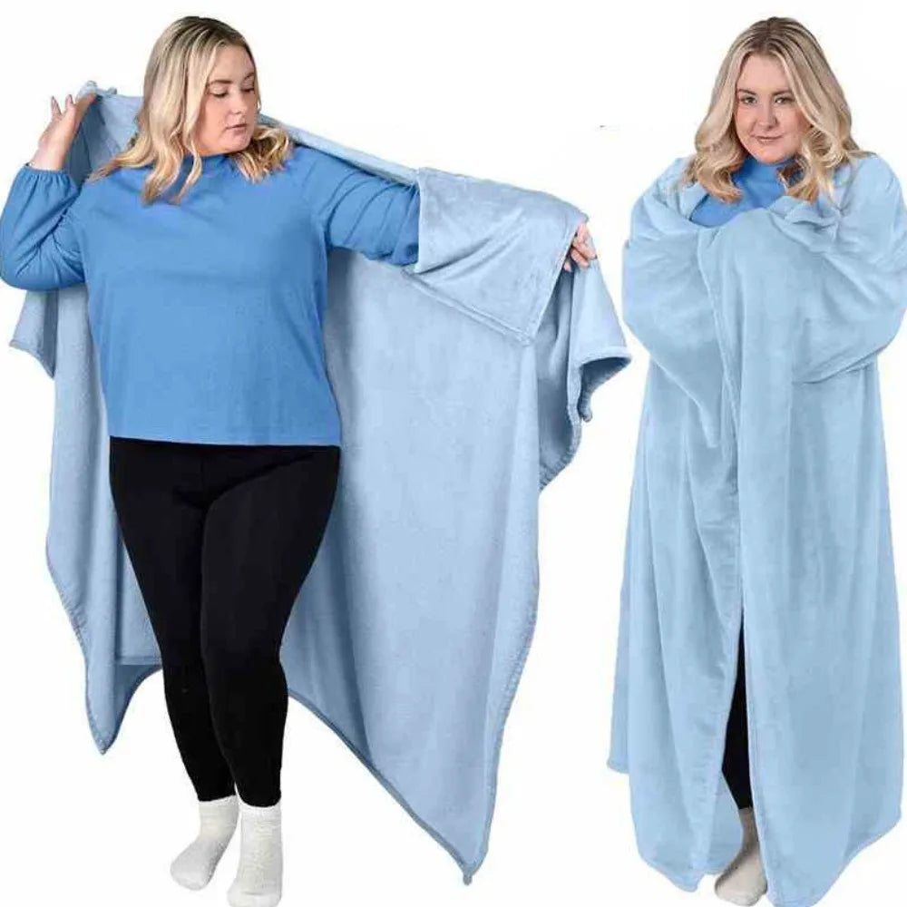 Cozy Flannel Winter Wearable Blanket Warm Sofa Throw Blanket Soft Thickened Leisure Blanket Winter Pi-Mart