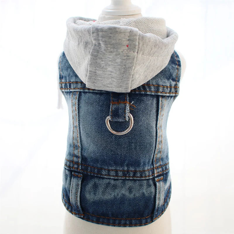 Denim Pet Clothes for Small Dogs Puppy Jeans Hoodie with Gray Cap Blue Denim Chihuahua Jacket 2026 New Designer Cowboy Shirt Pi-Mart