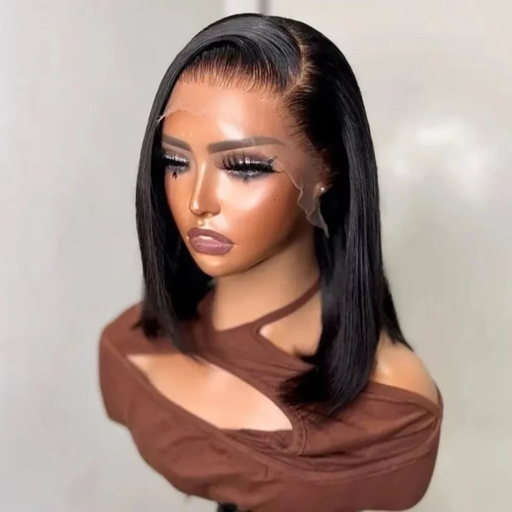 Straight 250% Density Short Bob 13x4 HD Lace Front Human Hair Wigs Women Prepluck Peruvian Lace Frontal Wig Glueless Closure Wig LadyShow.Store