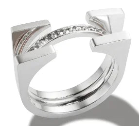 Stainless Steel Ring for Women Inlaid Zircon Rings Waterproof Romantic Fashion Jewelry Pi-Mart