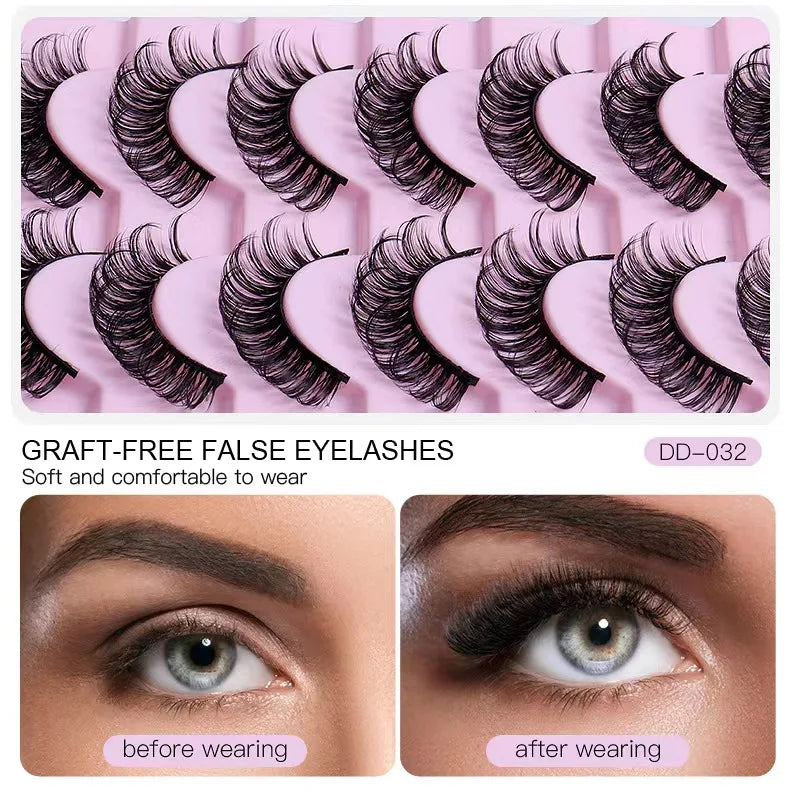 Fashion Russian Strip Lashes 2/5/10 Pairs 3D Mink Lashes Natural Eyelashes Dramatic False Eyelashes Wholesale Eyelash Extension Pi-Mart