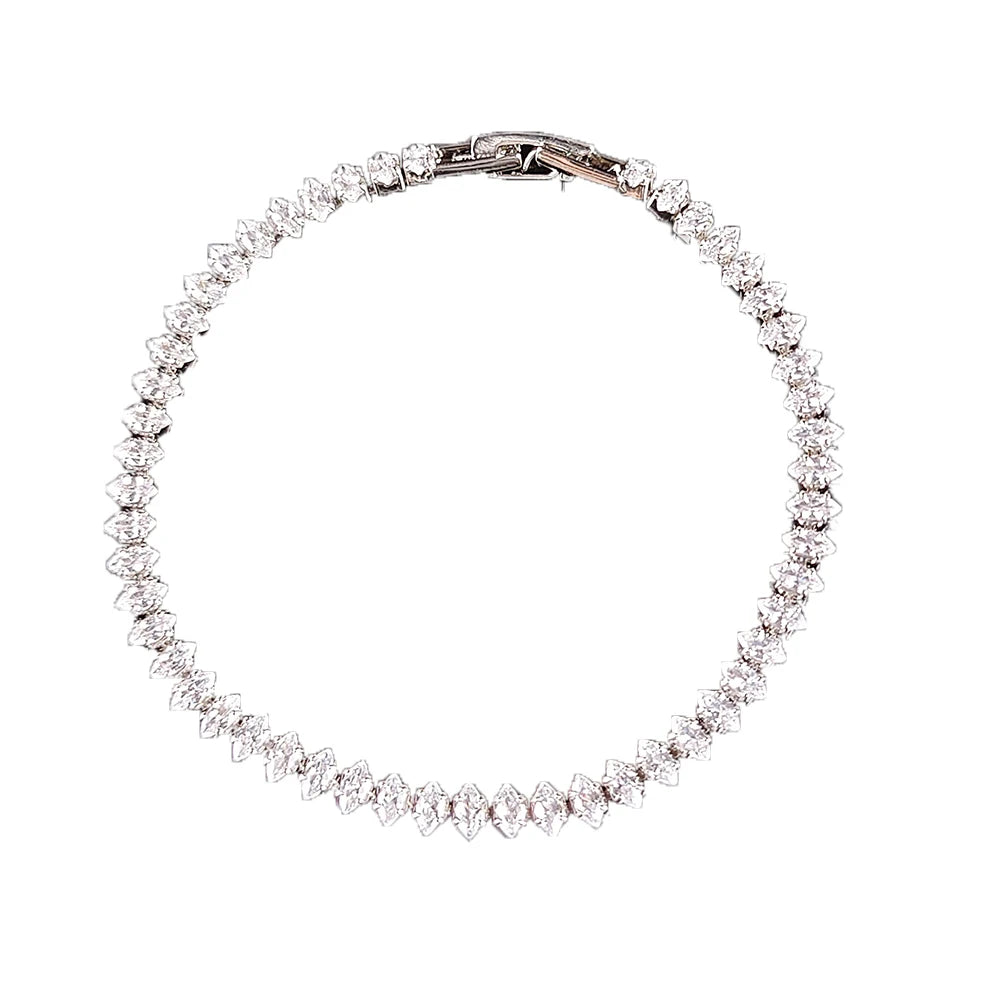 2024 New Marquise Oval Square Cut Luxury Silver Color on Hand Tennis Bracelet Bangle for Women Party Gift Jewelry S7062 Pi-Mart