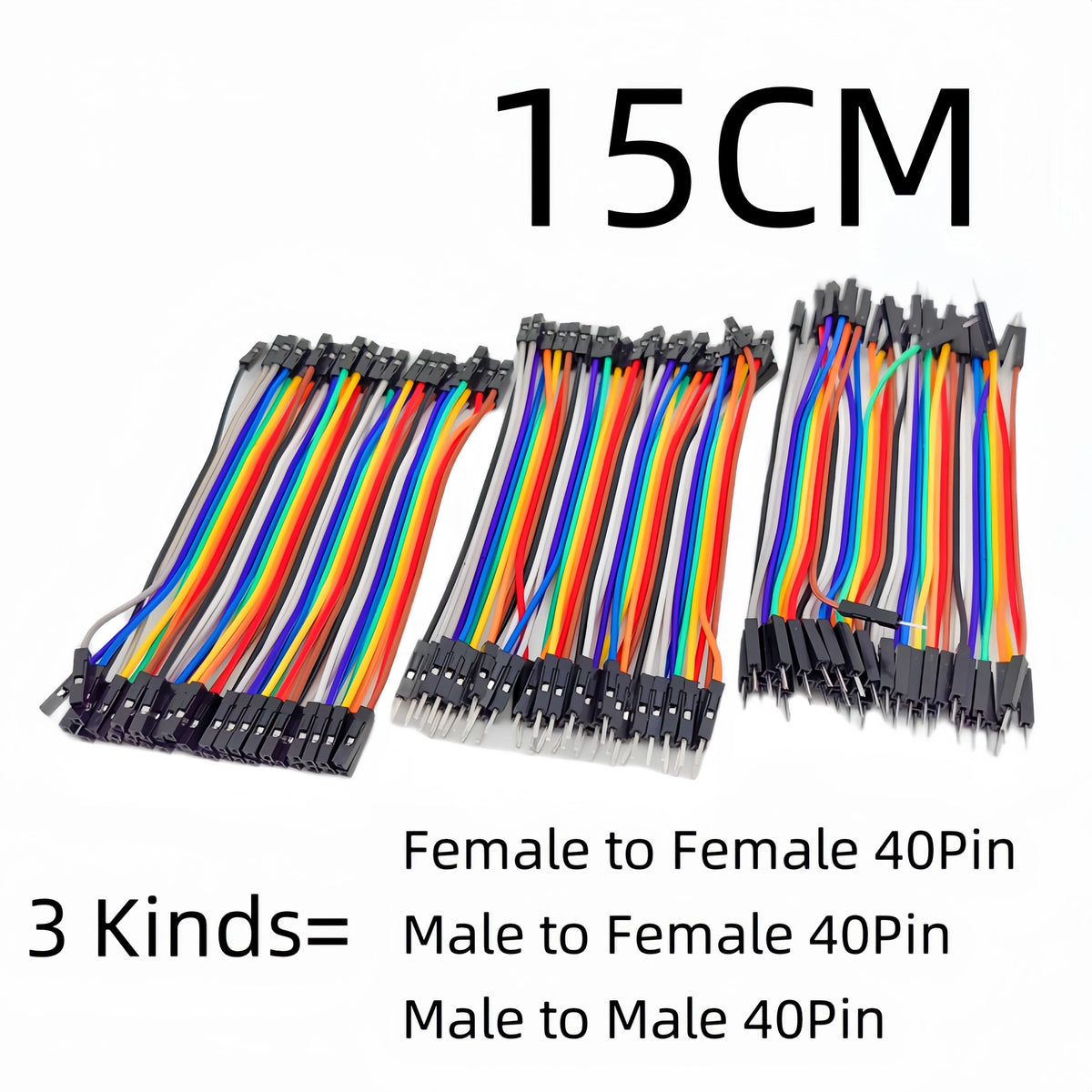 40-120pcs Dupont Line 10CM 20CM 30CM 40Pin Male to Male + Male to Female Female to Female Jumper Wire Dupont Cable for  DIY KIT Pi-Mart