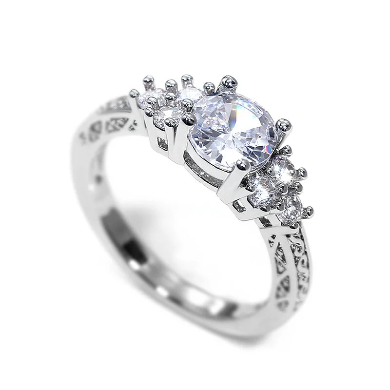 Huitan Trendy Women Wedding Rings with Brilliant Cubic Zirconia Crystal Temperament Female Accessories for Party Fashion Jewelry Pi-Mart