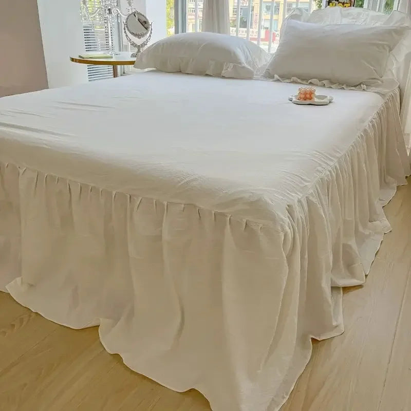Black Bow Cotton Bedding Set, Princess Style Cute Girl Skin Friendly Soft Duvet Cover, Bed Sheet or Bed Skirt Pillowcase Pi-Mart