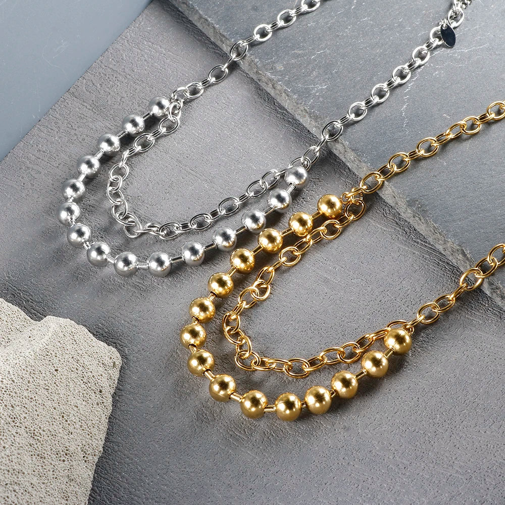 Stainless Steel Creative Steel Ball Chain Necklace Pi-Mart