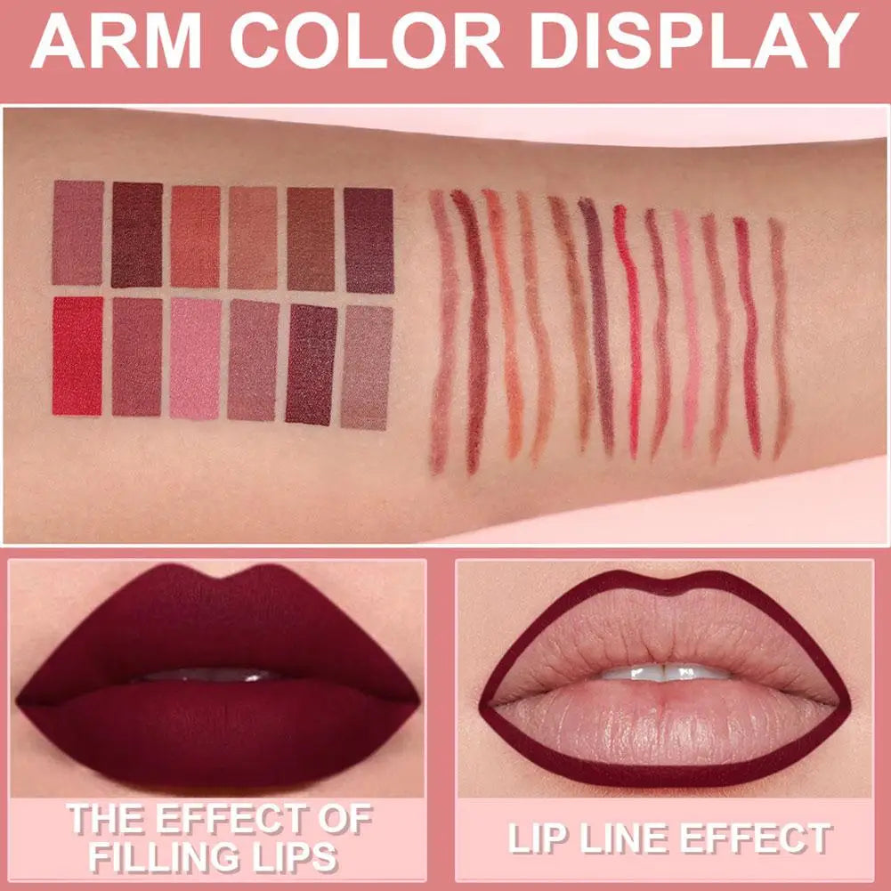 6Pcs Velvet Matte Lip Liner Pencil Set High Pigment Smooth Silky Texture Easy to Color & Define Lip Contours Daily Lip Makeup Pi-Mart