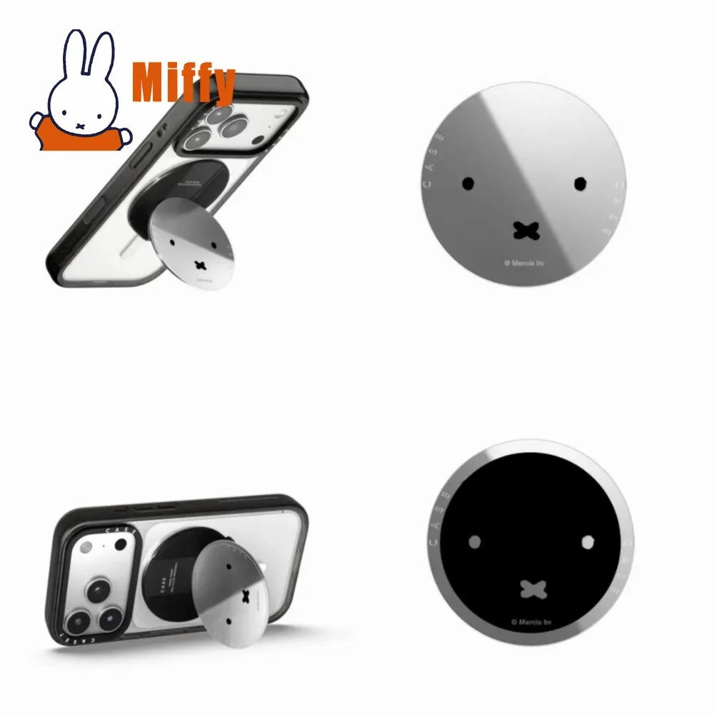 Kawaii Miffy Magnetic Phone Stand Cute Mirror Surface Foldable Portable Desk Holder Smartphone Viewing Streaming Girl Gift Pi-Mart