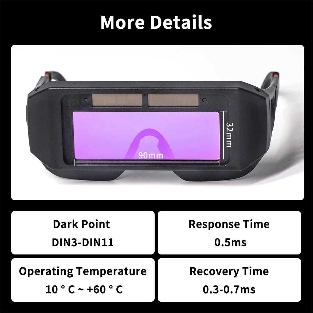 Solar Powered Welding Helmet Auto Darkening Welding Goggles LCD Welder Glasses for TIG MIG MMA Plasma Welder Glasses Pi-Mart