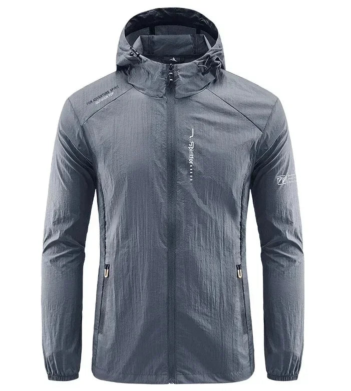 Men's UPF 50+ UV Protection Windbreaker Quick Dry Jacket Outdoor Sun-Protective Thin Hiking Fishing Cycling Hooded Sport Light LadyShow.Store