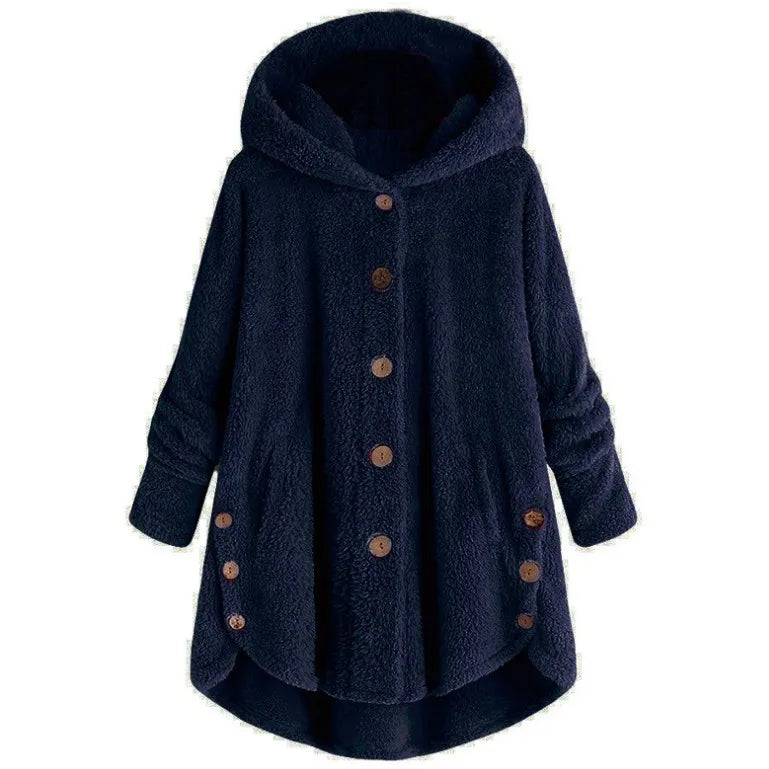Fashion Trend Autumn and Winter Press-pleated Printed Turn-collar Long-sleeved Shirt Two-piece Furry Coat LadyShow.Store