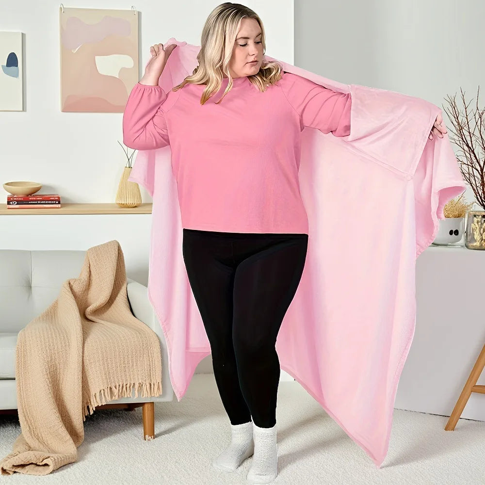Cozy Flannel Winter Wearable Blanket Warm Sofa Throw Blanket Soft Thickened Leisure Blanket Winter Pi-Mart