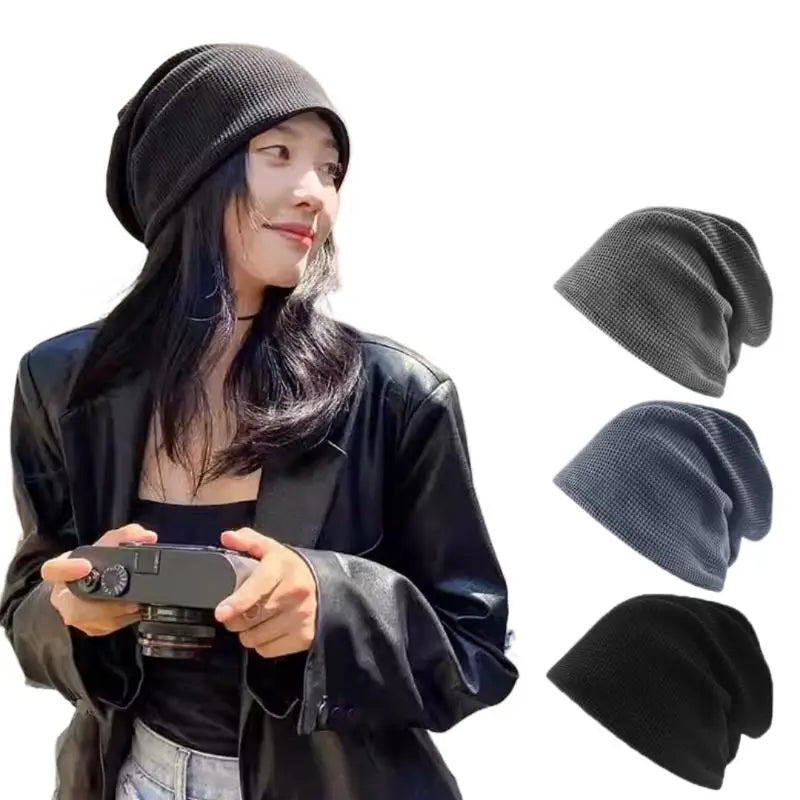 Casual Keep Warm Thin Knit Hat Cute Outdoor Cold Cap Ear Protection Warm Stack Hat For Men Women Pi-Mart