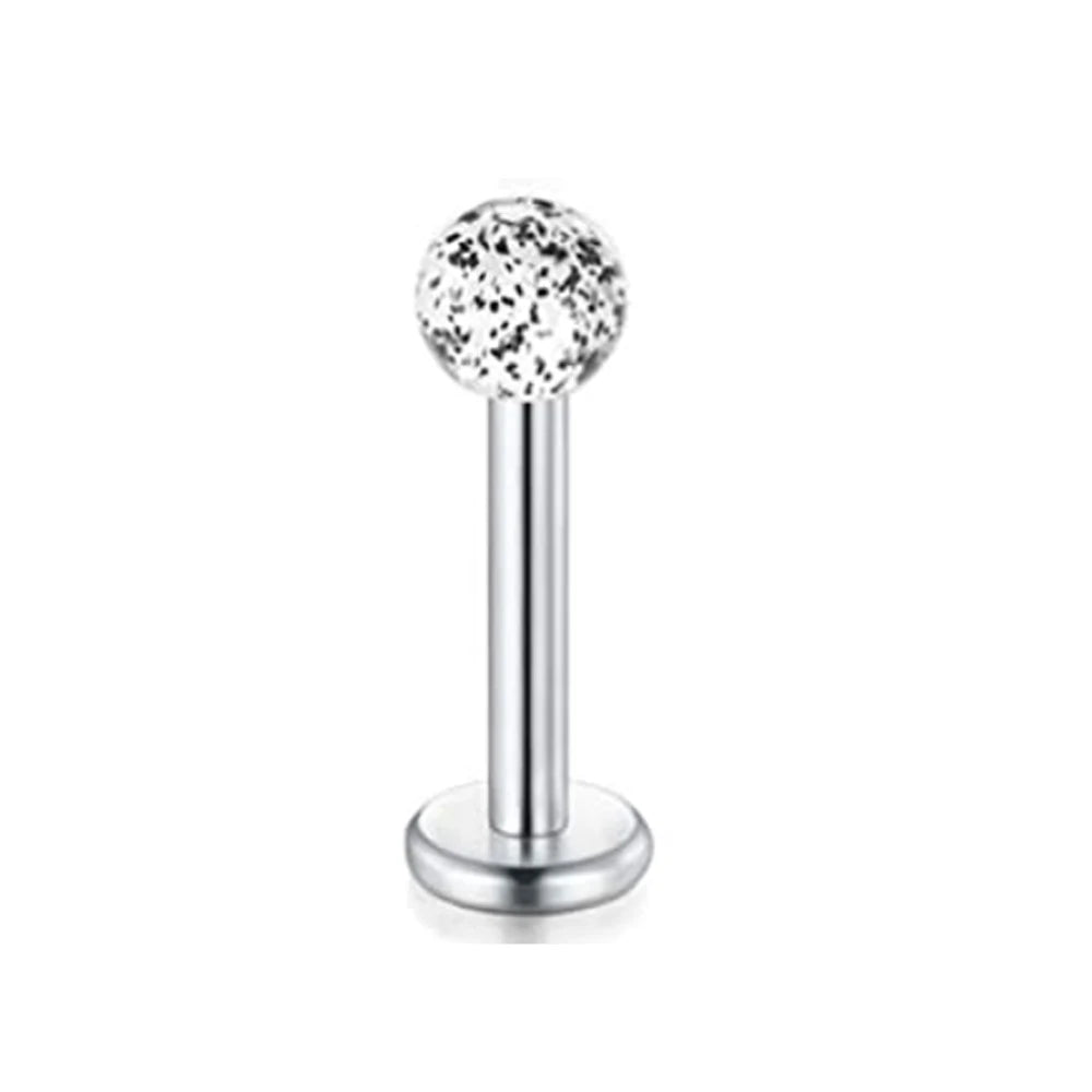 WKOUD 16G Stainless Steel Lip Labret Piercing Crystal Ball Monroe Lip Stud Helix Tragus Conch Piercing Cartilage Earrings Black Pi-Mart