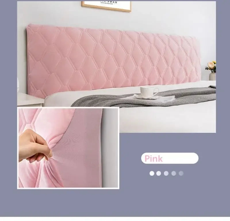 All-inclusive Super Soft Smooth Quilted Head Cover Thicken Velvet Headboard Cover Solid Color Bed Back Dust Protector Cover Pi-Mart